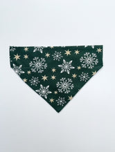 Load image into Gallery viewer, Glittery Christmas Snowflake Bandana - Green