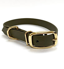 Load image into Gallery viewer, Biothane Waterproof Collar - Olive Green/Brass