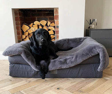 SAMPLE Grey faux fur blanket 150 x 110cm ()