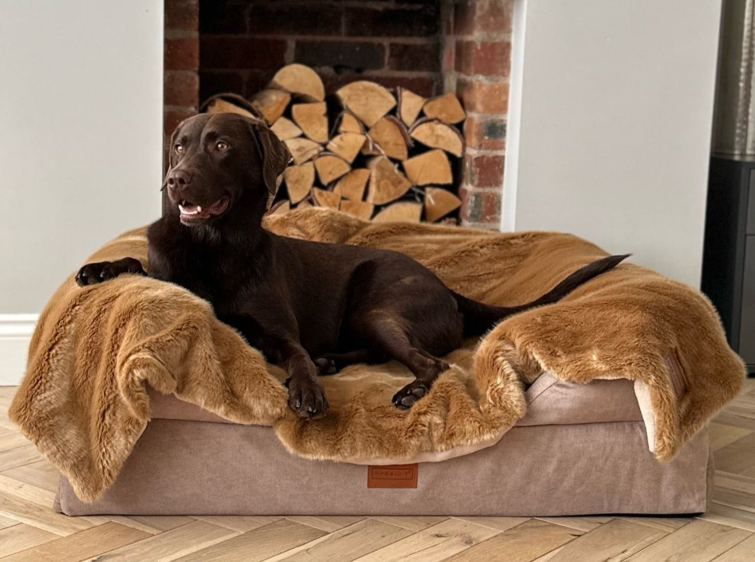 Luxury Faux Fur Dog Blanket - Tan