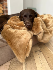 Luxury Faux Fur Dog Blanket - Tan