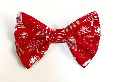 Glittery Christmas Bow Tie - Red