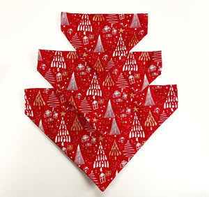 Red Reindeer and Christmas Tree Bandana
