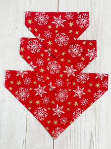 Glittery Christmas Snowflake Bandana - Red