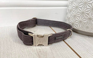 Fabric Adjustable Dog Collar - Charcoal - S/M/L - Matching Lead Available