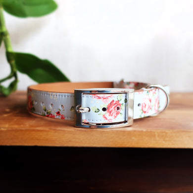 Blue Rose Leather Collar by Inky Goat