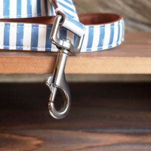 Blue Stripe Leather Collar by Inky Goat