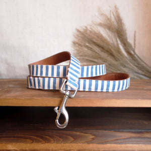 Blue Stripe Leather Collar by Inky Goat