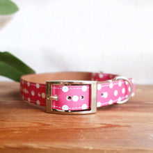 Load image into Gallery viewer, Pink Dotty Leather Collar by Inky Goat