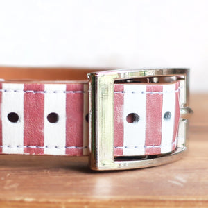 Red Stripe Leather Collar by Inky Goat