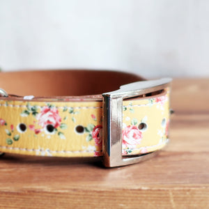 Yellow Rose Leather Collar by Inky Goat