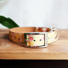 Load image into Gallery viewer, Yellow Rose Leather Collar by Inky Goat