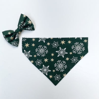 Glittery Christmas Snowflake Bandana - Green