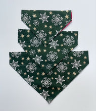 Load image into Gallery viewer, Glittery Christmas Snowflake Bandana - Green
