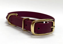 Load image into Gallery viewer, Biothane Waterproof Collar - Wine Red/Brass