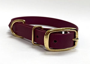 Biothane Waterproof Collar - Wine Red/Brass