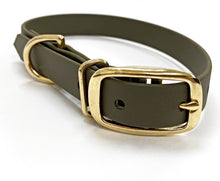 Load image into Gallery viewer, Biothane Waterproof Collar - Olive Green/Brass