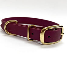 Load image into Gallery viewer, Biothane Waterproof Collar - Wine Red/Brass