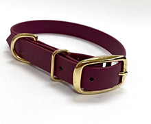Load image into Gallery viewer, Biothane Waterproof Collar - Wine Red/Brass