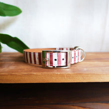 Load image into Gallery viewer, Red Stripe Leather Collar by Inky Goat
