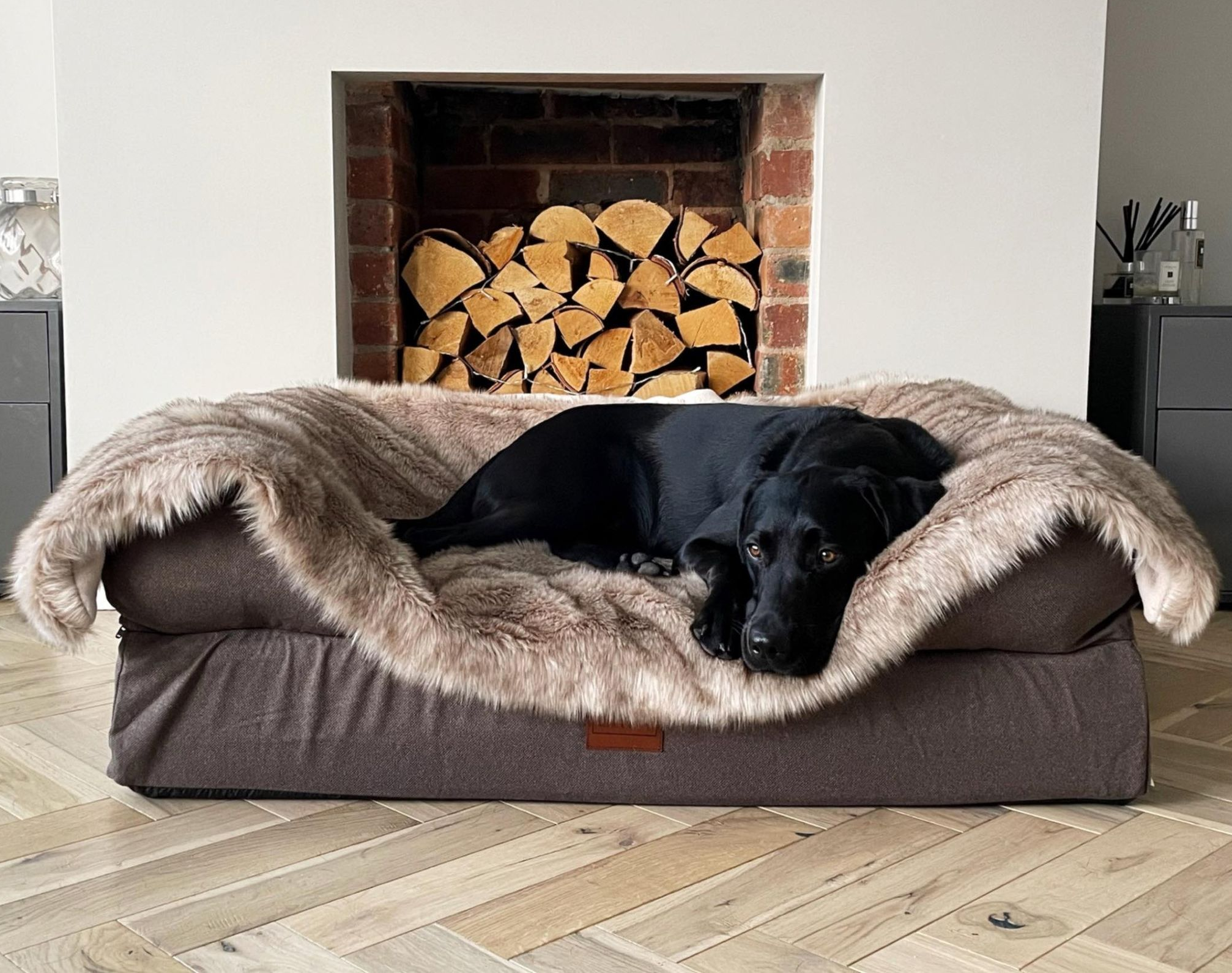 Luxury Faux Fur Dog Blanket - Brown Mix