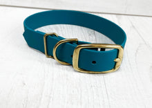 Load image into Gallery viewer, Biothane Waterproof Collar - Turquoise/Brass