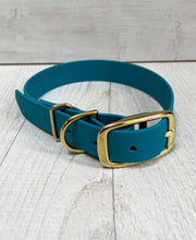 Load image into Gallery viewer, Biothane Waterproof Collar - Turquoise/Brass