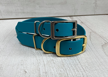 Load image into Gallery viewer, Biothane Waterproof Collar - Turquoise/Brass